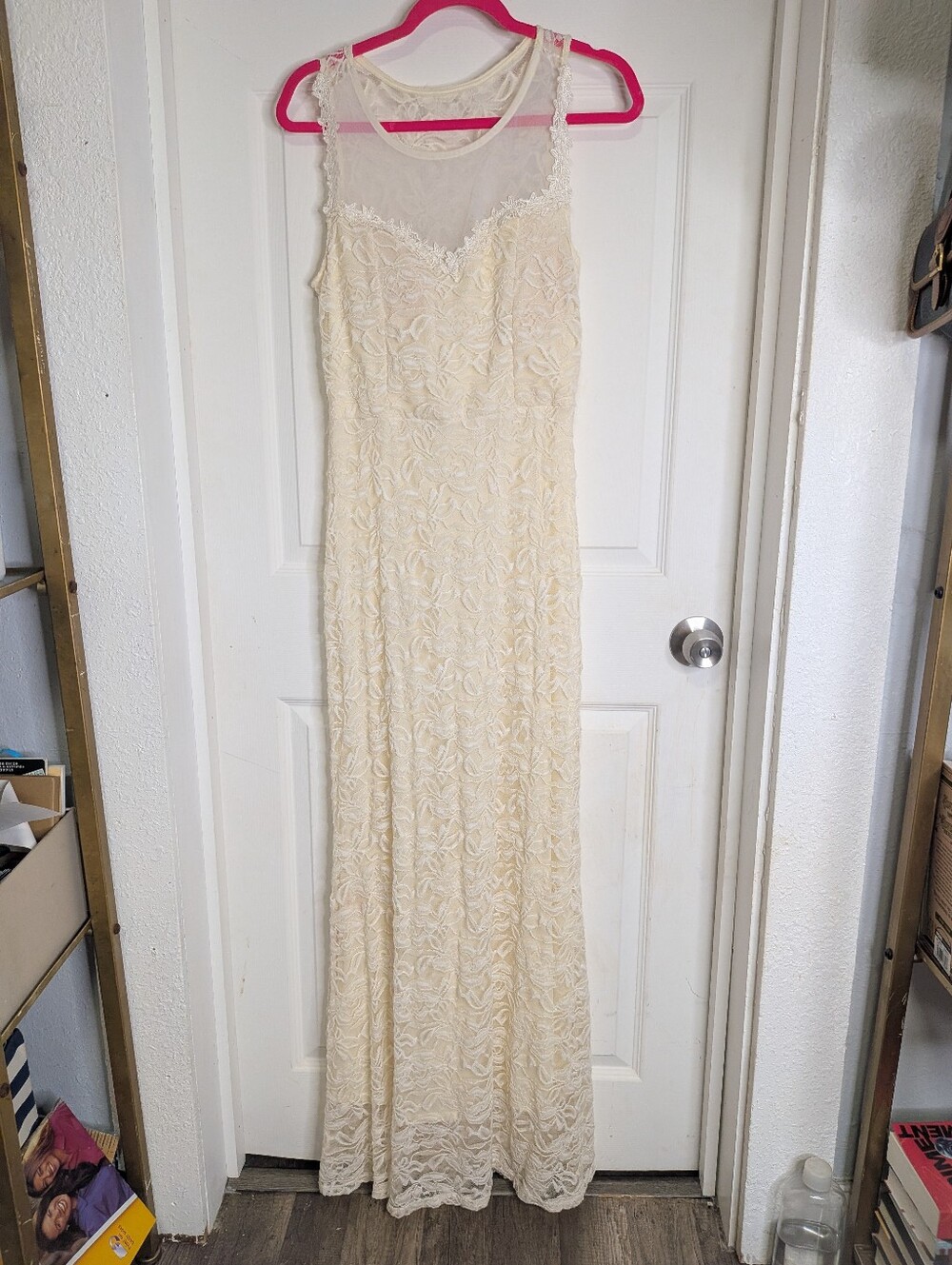 Cream Wedding Dress Vintage Style Solar Made in USA Size XL